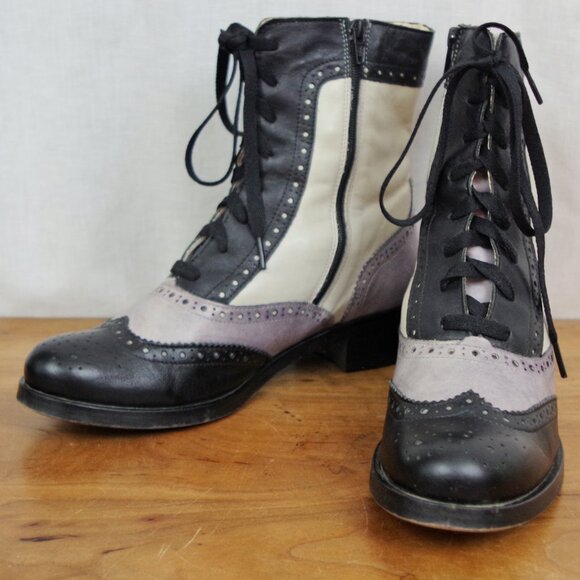 Girotti Shoes - Girotti Italian Made Spectator Style Leather Brogue Ankle Boots Size EU 40